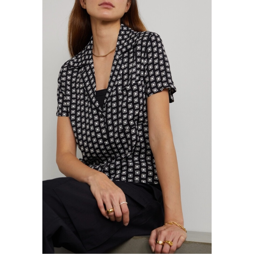 SOLD REFORMATION Cuba Printed Crepe Shirt